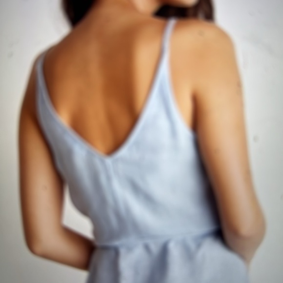 Light blue linen wrap dress mini Bella Dahl small pantless summer beach - Picture 3 of 3